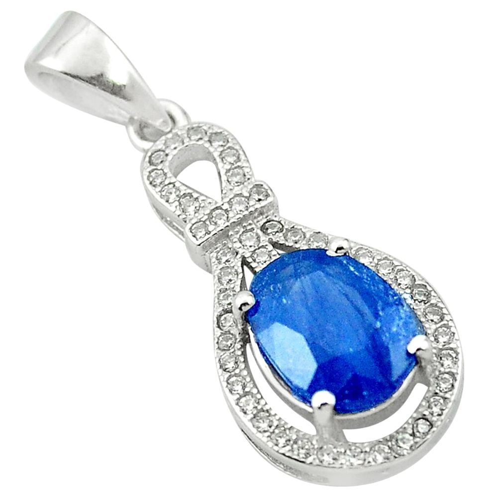 4.89cts natural blue sapphire topaz 925 sterling silver pendant jewelry a84140