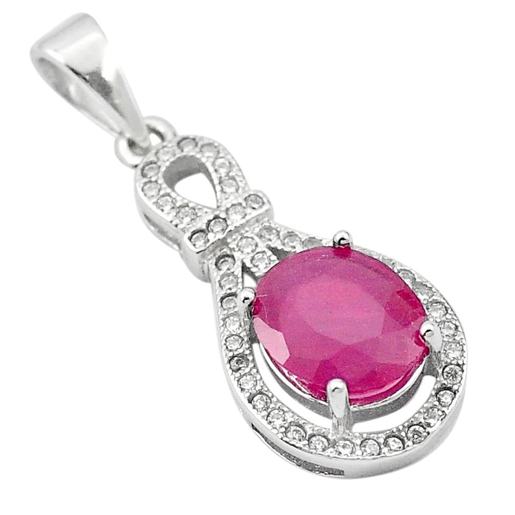 4.24cts natural red ruby topaz 925 sterling silver pendant jewelry a84157