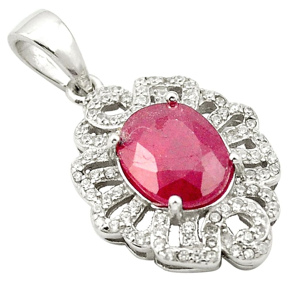 Natural red ruby topaz 925 sterling silver pendant jewelry a84165