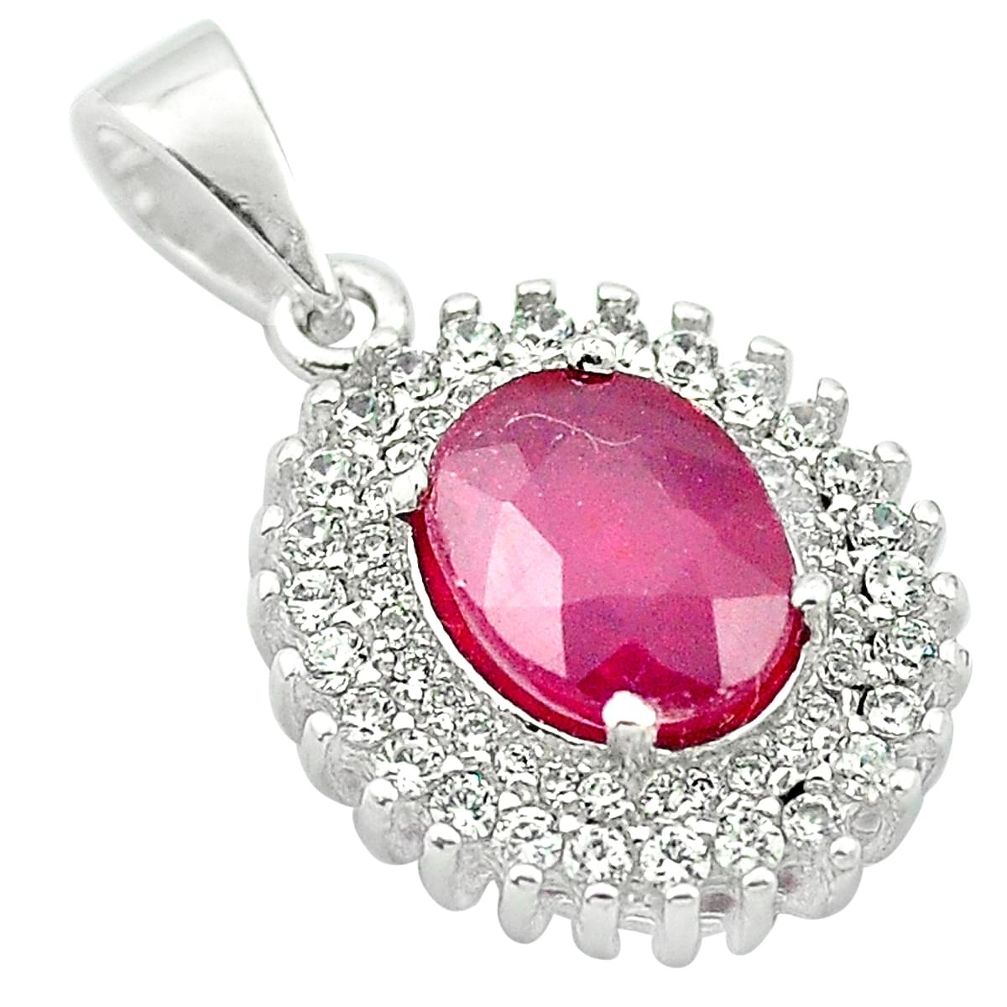 Natural red ruby topaz 925 sterling silver pendant jewelry a84171