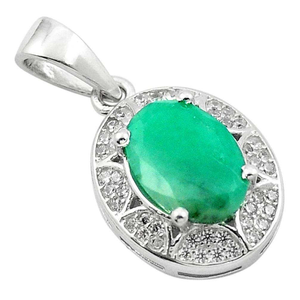 4.53cts natural green emerald topaz 925 sterling silver pendant jewelry a84182