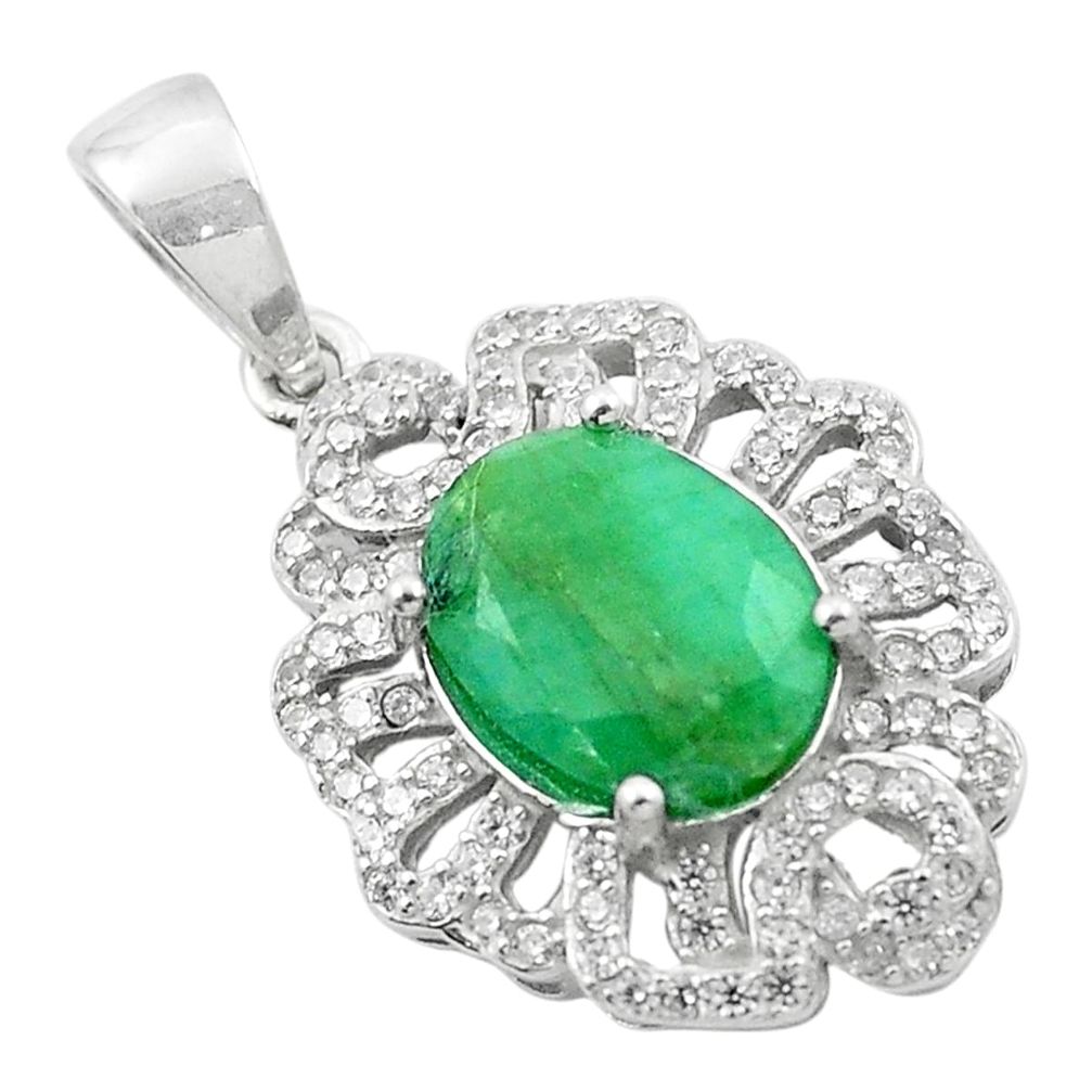 5.54cts natural green emerald topaz 925 sterling silver pendant jewelry a84186