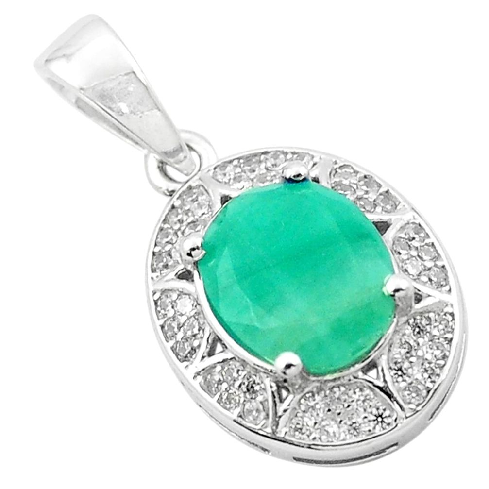 5.13cts natural green emerald topaz 925 sterling silver pendant jewelry a84191