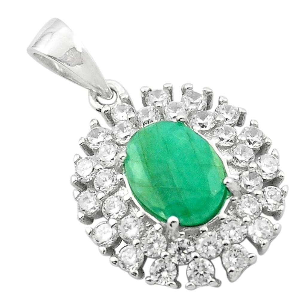 5.90cts natural green emerald topaz 925 sterling silver pendant jewelry a84194