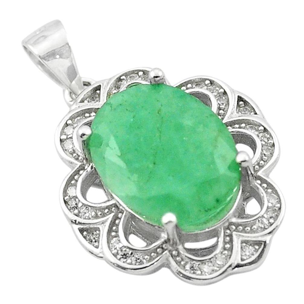 6.85cts natural green emerald topaz 925 sterling silver pendant jewelry a84195