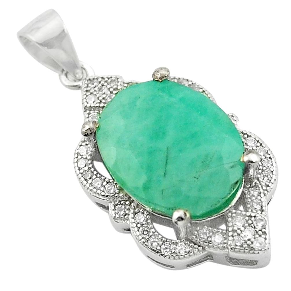 6.39cts natural green emerald topaz 925 sterling silver pendant jewelry a84198