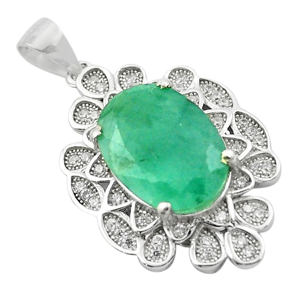 6.85cts natural green emerald topaz 925 sterling silver pendant jewelry a84200