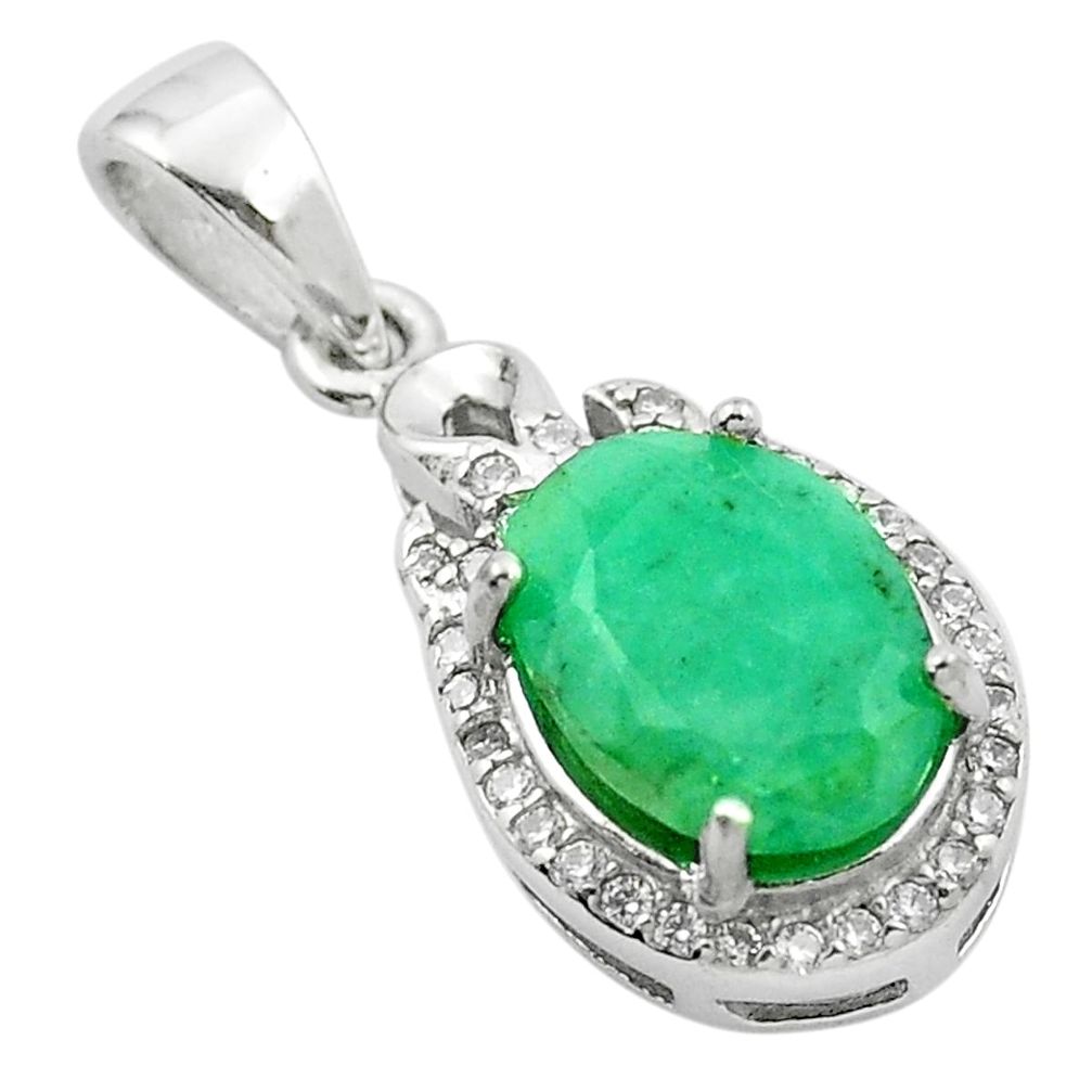 Natural green emerald topaz 925 sterling silver pendant jewelry a84202