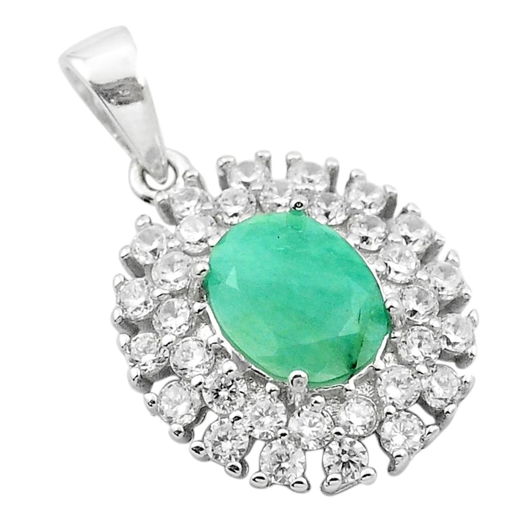 Natural green emerald topaz 925 sterling silver pendant jewelry a84212