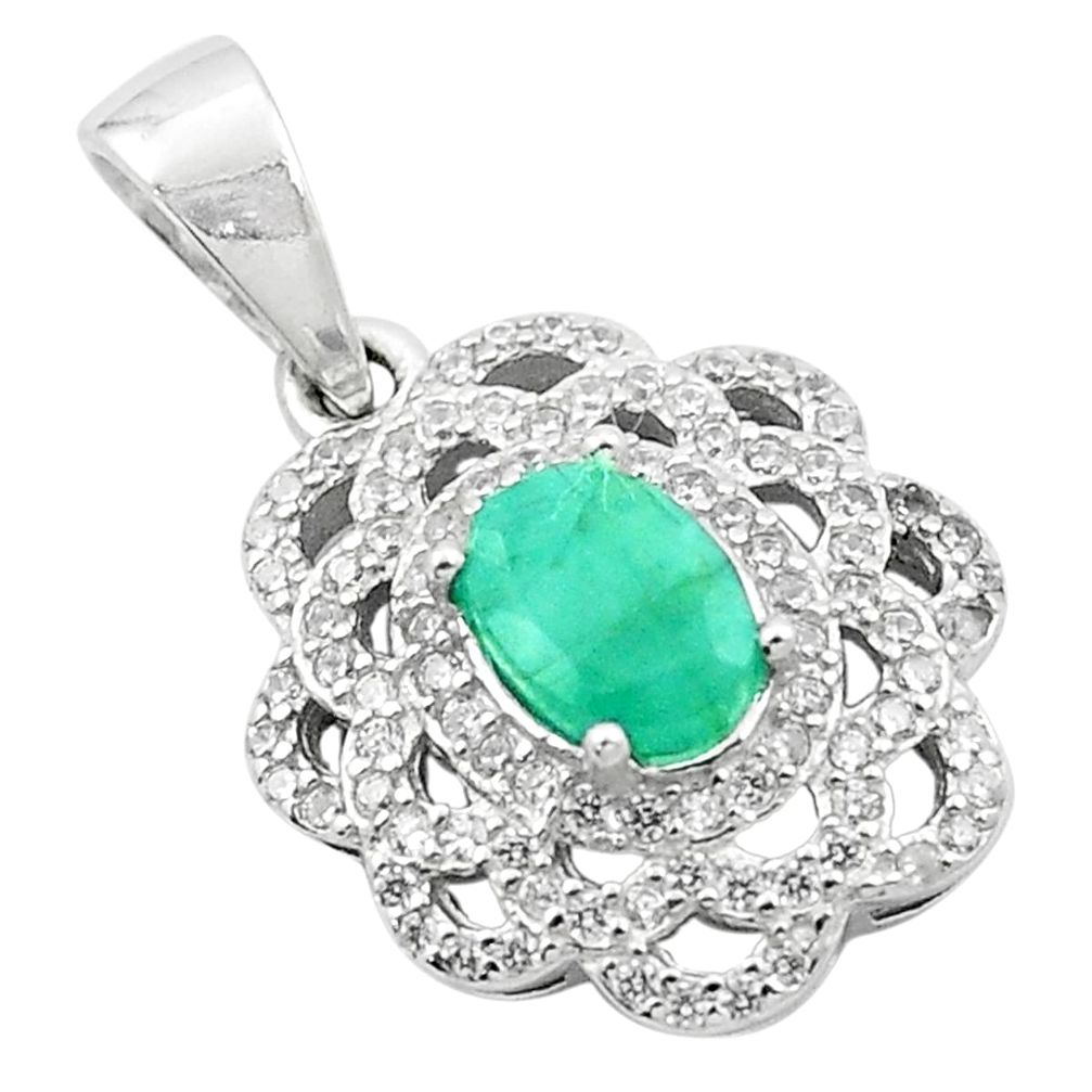 Natural green emerald topaz 925 sterling silver pendant jewelry a84213