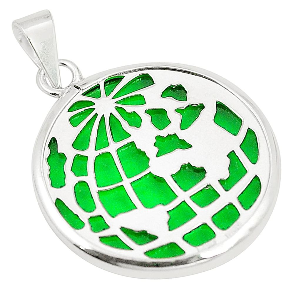 925 sterling silver green bling topaz (lab) pendant jewelry a85238