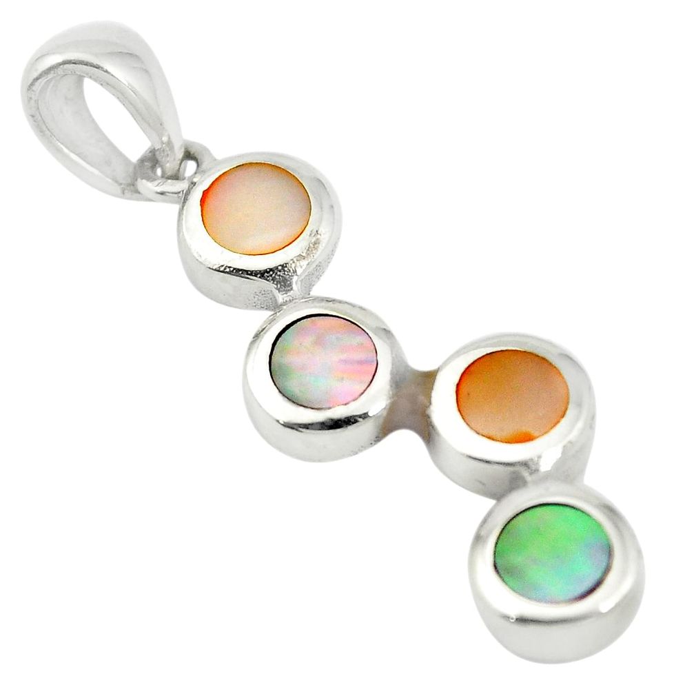 Multi color blister pearl enamel 925 sterling silver pendant jewelry a85410