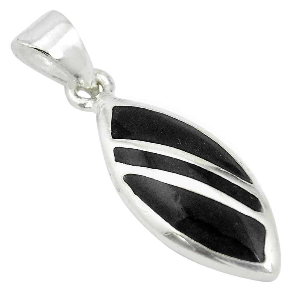 Natural black onyx enamel 925 sterling silver pendant jewelry a85417