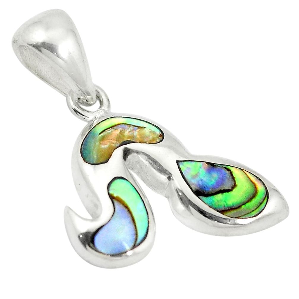 925 silver green abalone paua seashell enamel pendant jewelry a85444