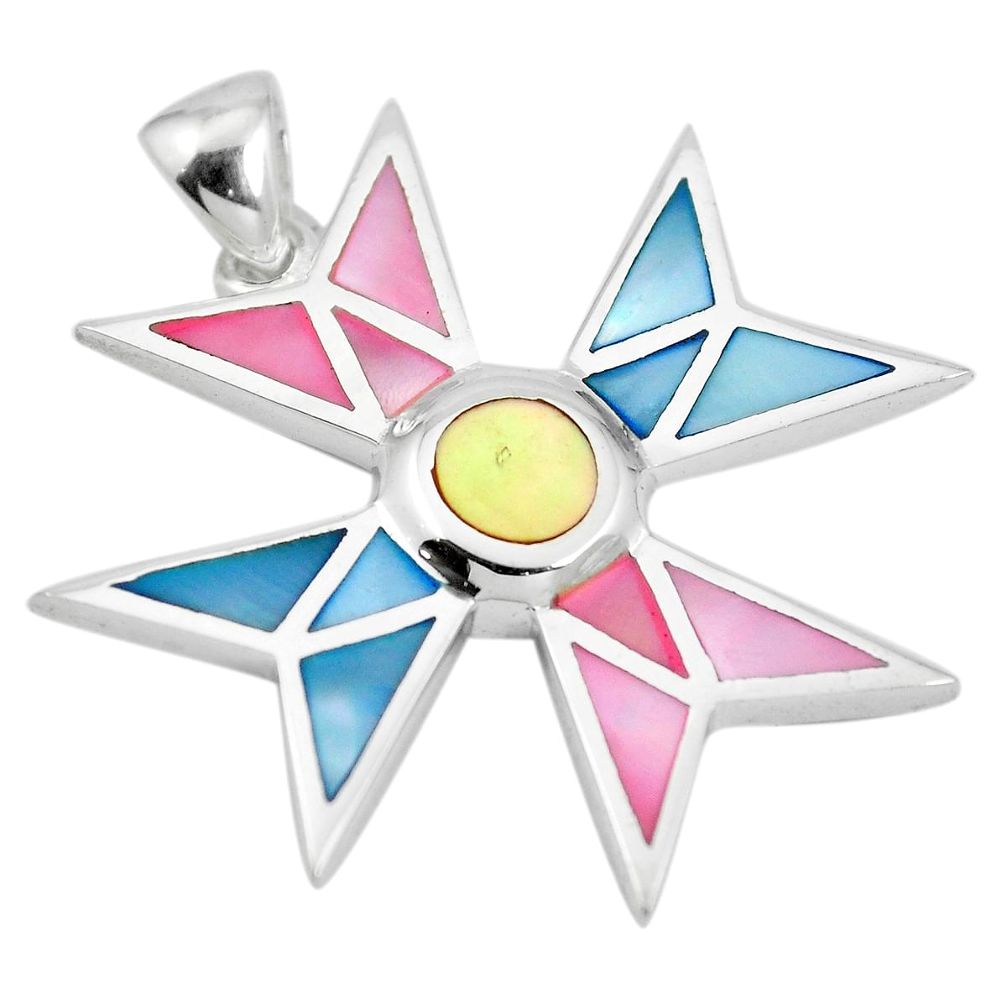 Multi color blister pearl enamel 925 sterling silver pendant jewelry a85447