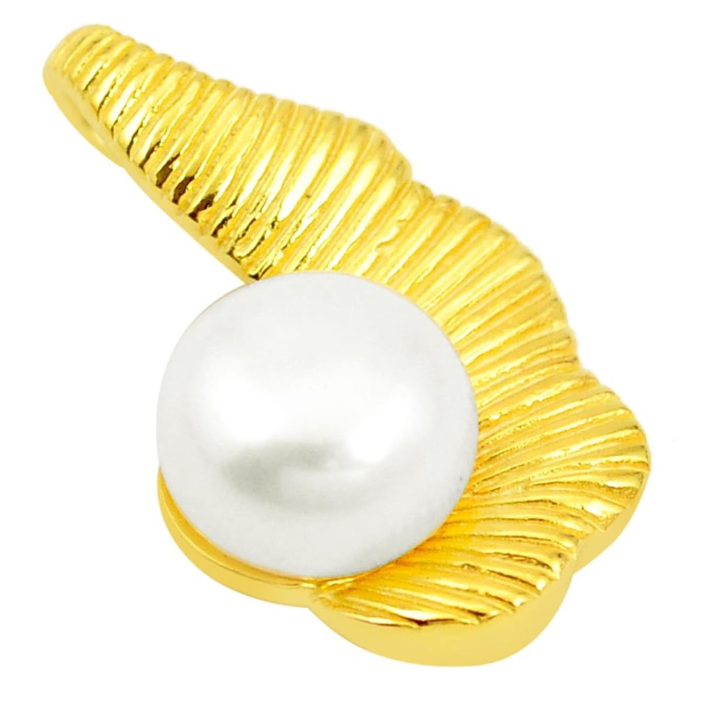 Natural white pearl 925 sterling silver 14k gold pendant jewelry a85508