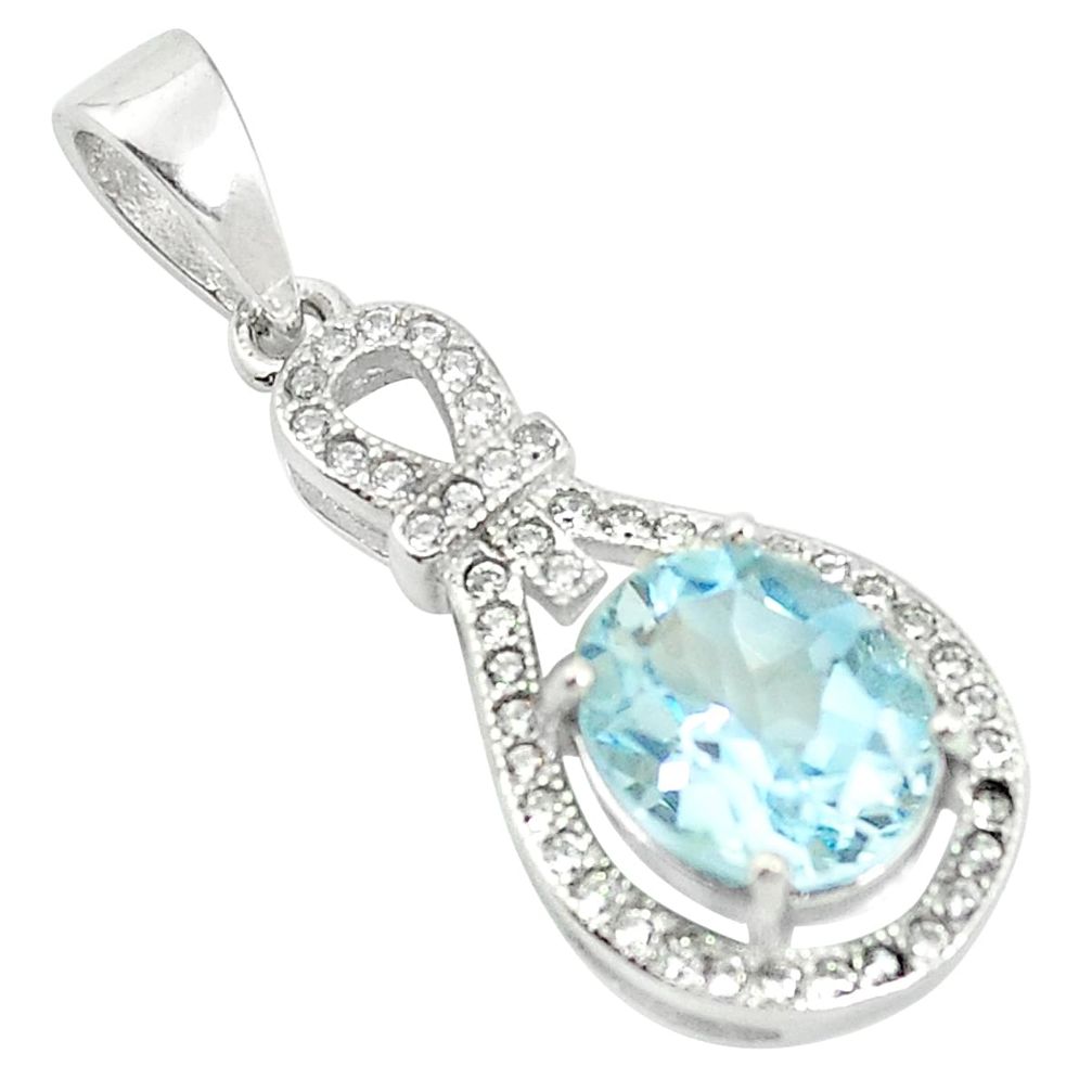 Natural blue topaz topaz 925 sterling silver pendant jewelry a85626