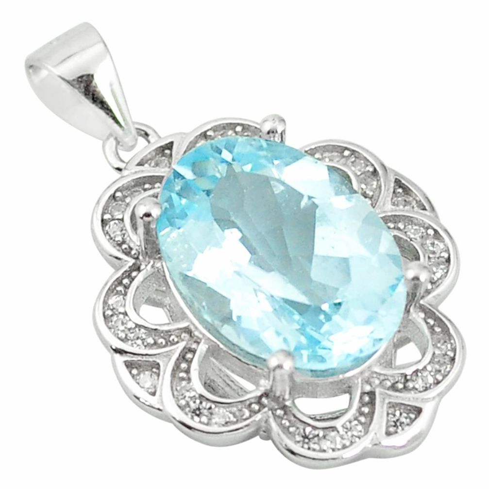 925 sterling silver natural blue topaz white topaz pendant jewelry a85639