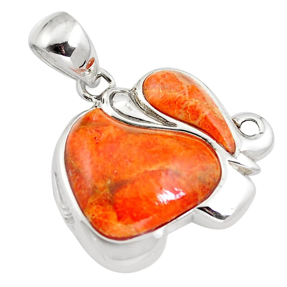 Southwestern red copper turquoise 925 silver elephant pendant a85974