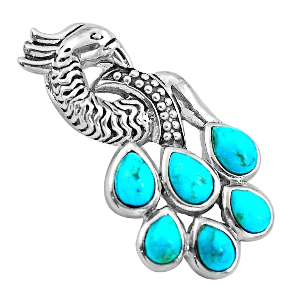 Southwestern blue copper turquoise 925 sterling silver dragan pendant a85998