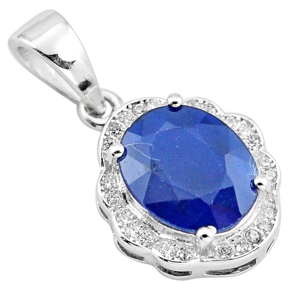 4.89cts natural blue sapphire topaz 925 sterling silver pendant jewelry a86086