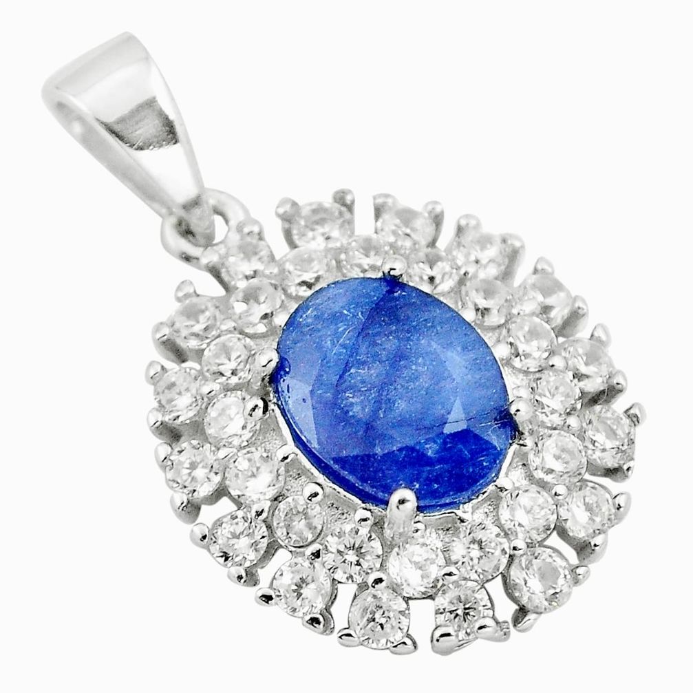 8.05cts natural blue sapphire topaz 925 sterling silver pendant jewelry a86088