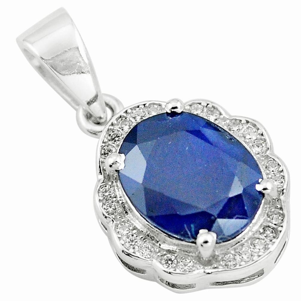 5.87cts natural blue sapphire topaz 925 sterling silver pendant jewelry a86095