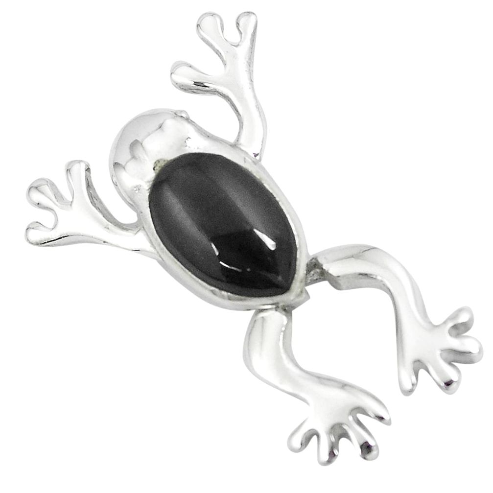 4.48gms black onyx enamel 925 sterling silver frog pendant jewelry a88489