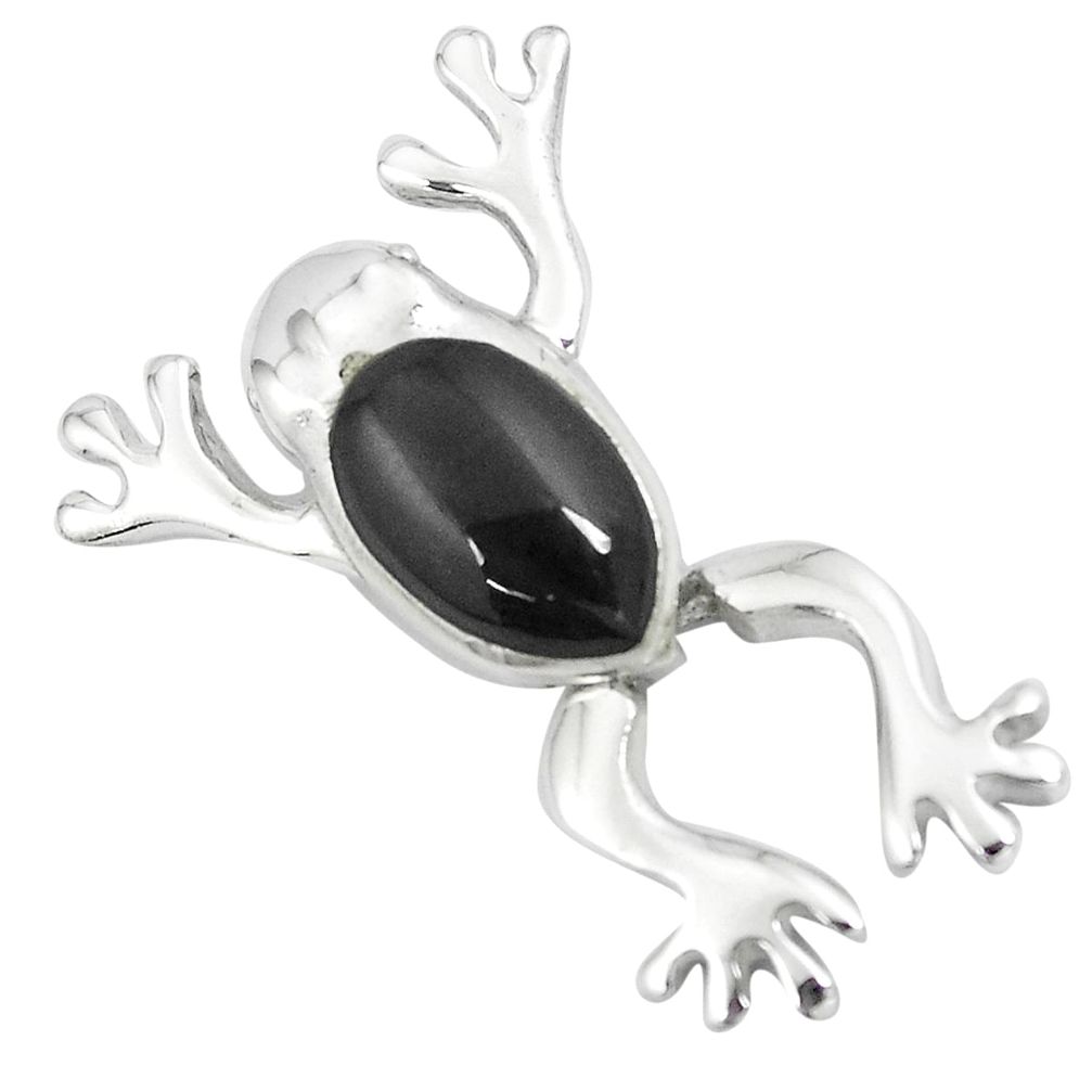 4.26gms black onyx enamel 925 sterling silver frog pendant jewelry a88490