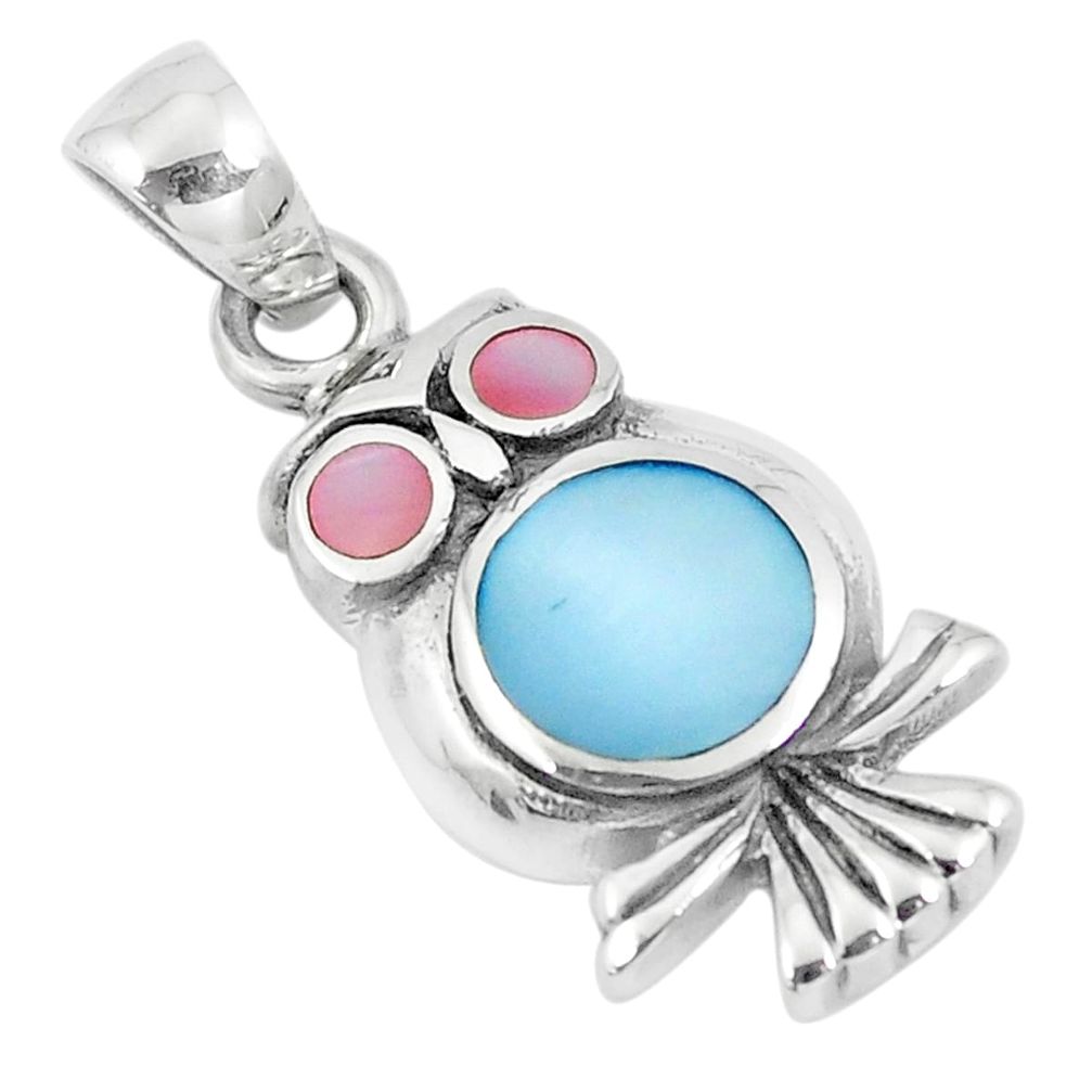 4.02gms multi color pearl enamel 925 sterling silver owl pendant jewelry a88641