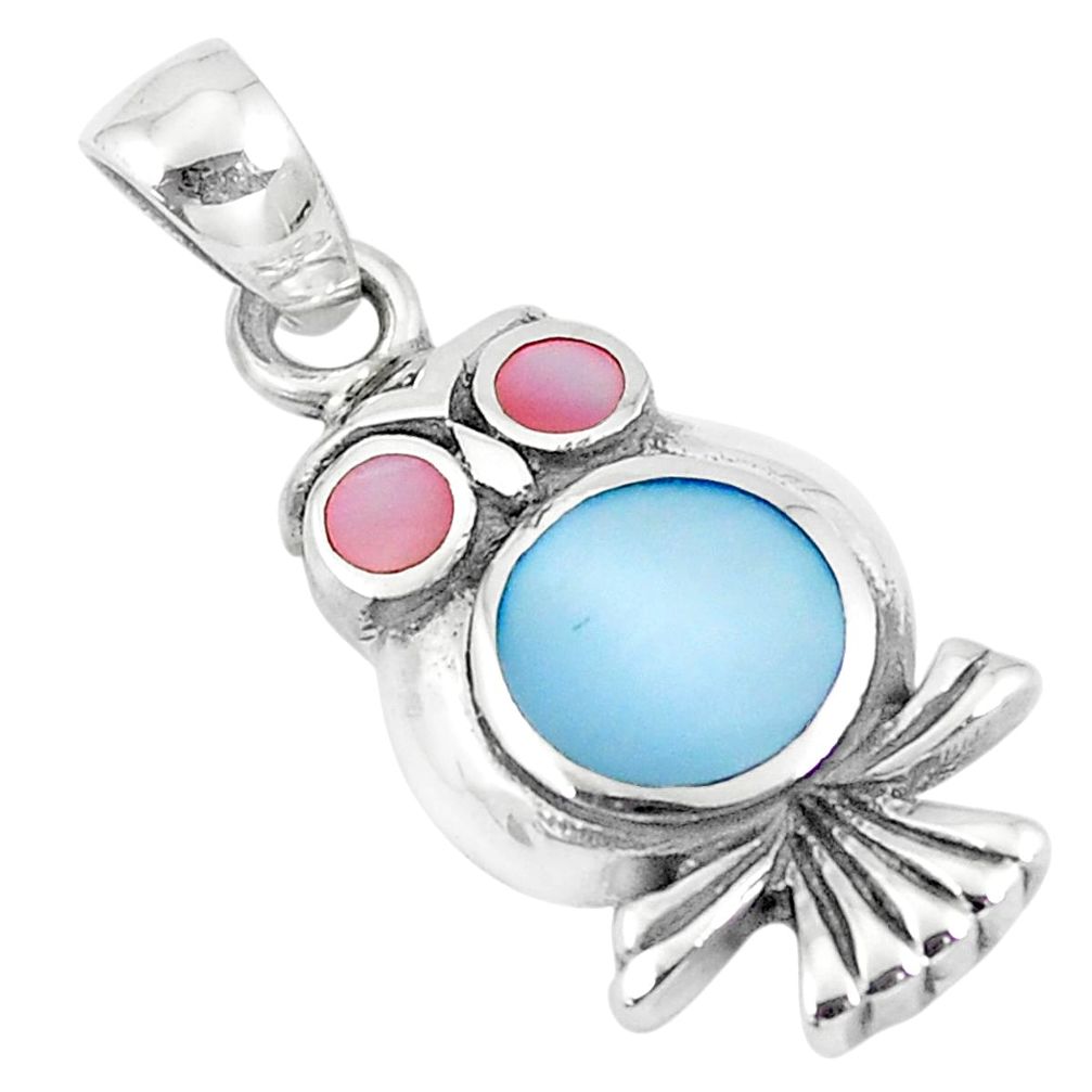 4.48gms multi color pearl enamel 925 sterling silver owl pendant jewelry a88642