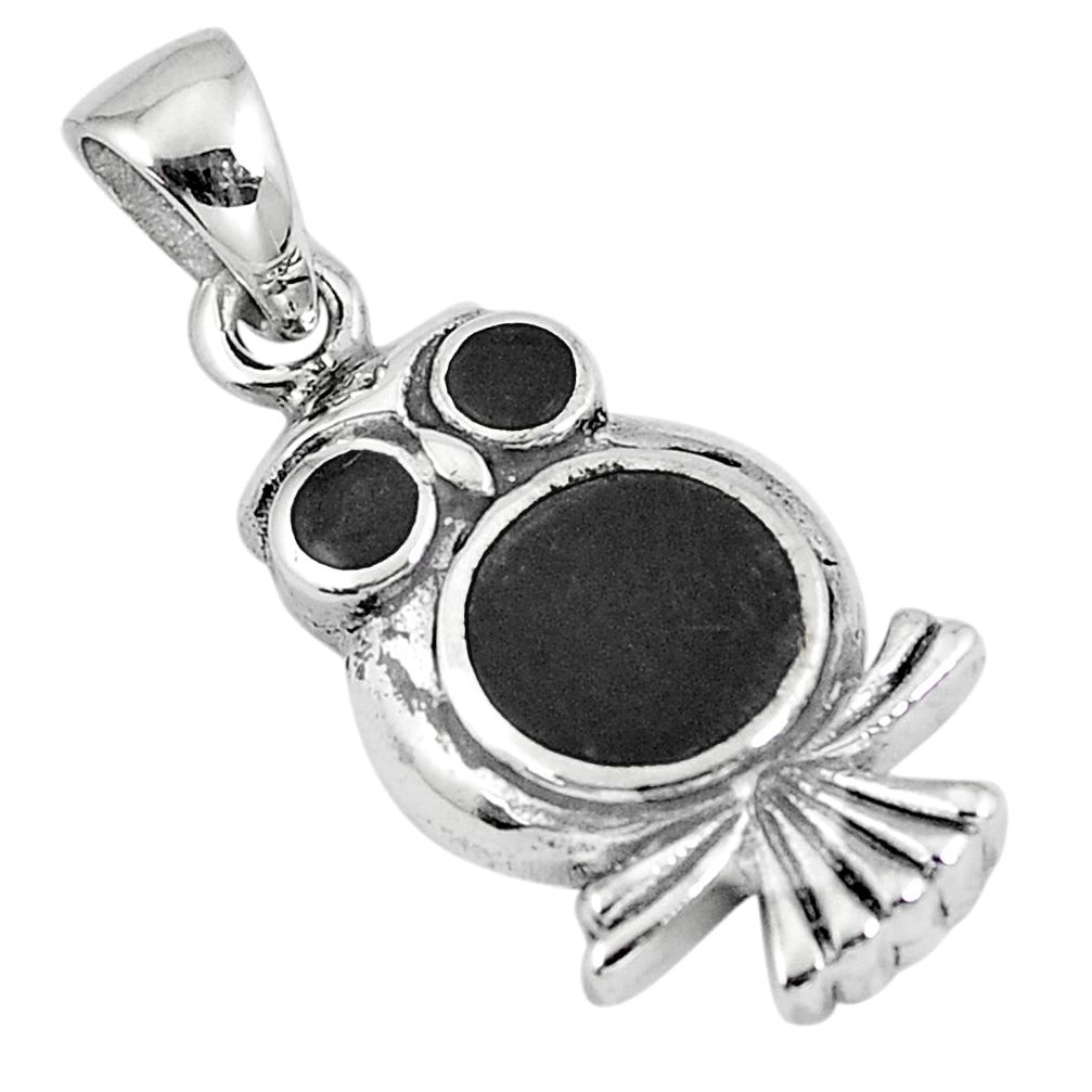 4.26gms black onyx enamel 925 sterling silver owl pendant jewelry a88650