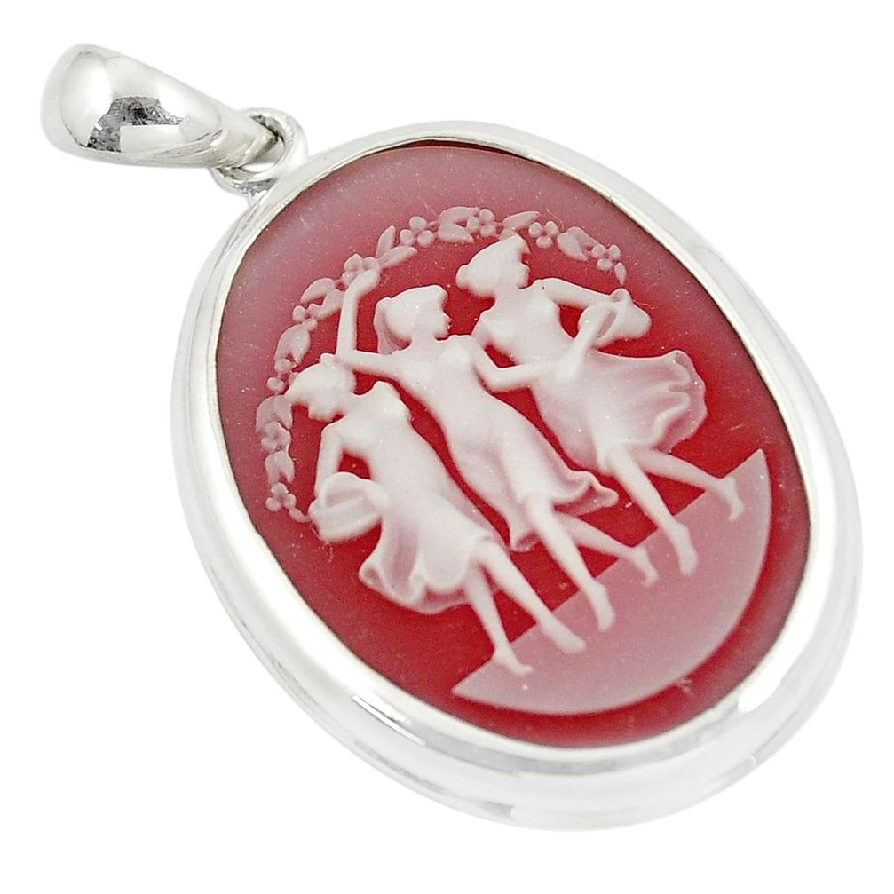 15.10cts three muses dancing cameo 925 sterling silver pendant jewelry a88969