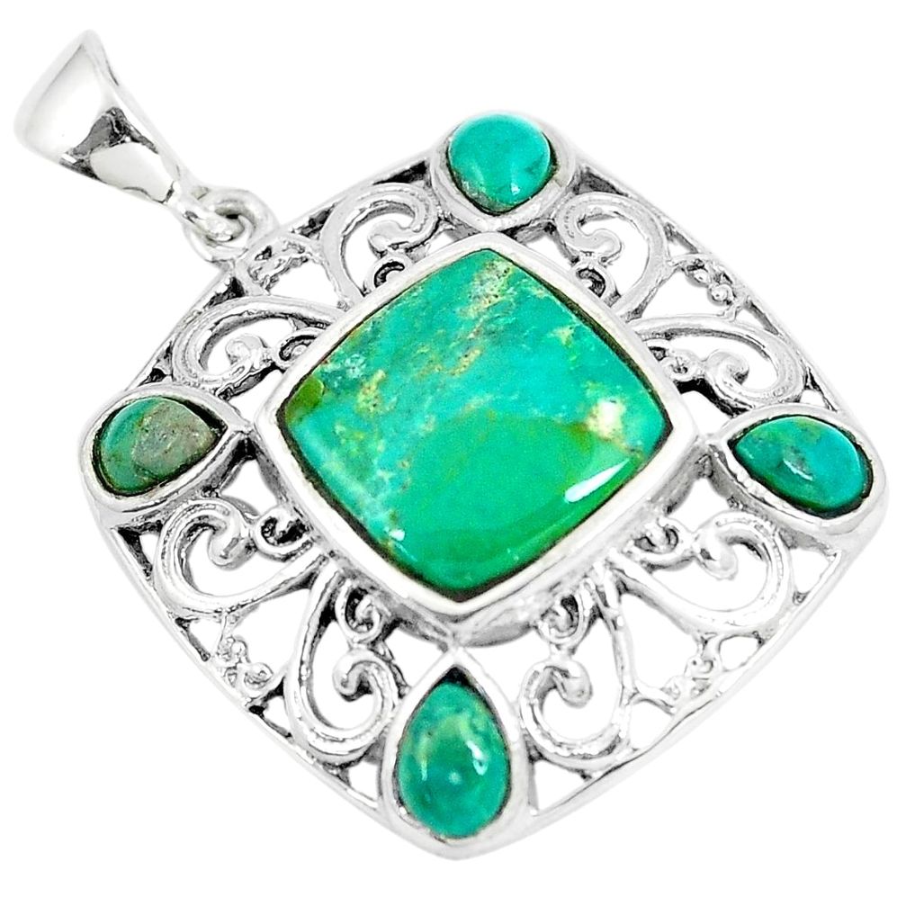 6.84cts green arizona mohave turquoise 925 sterling silver pendant a89556