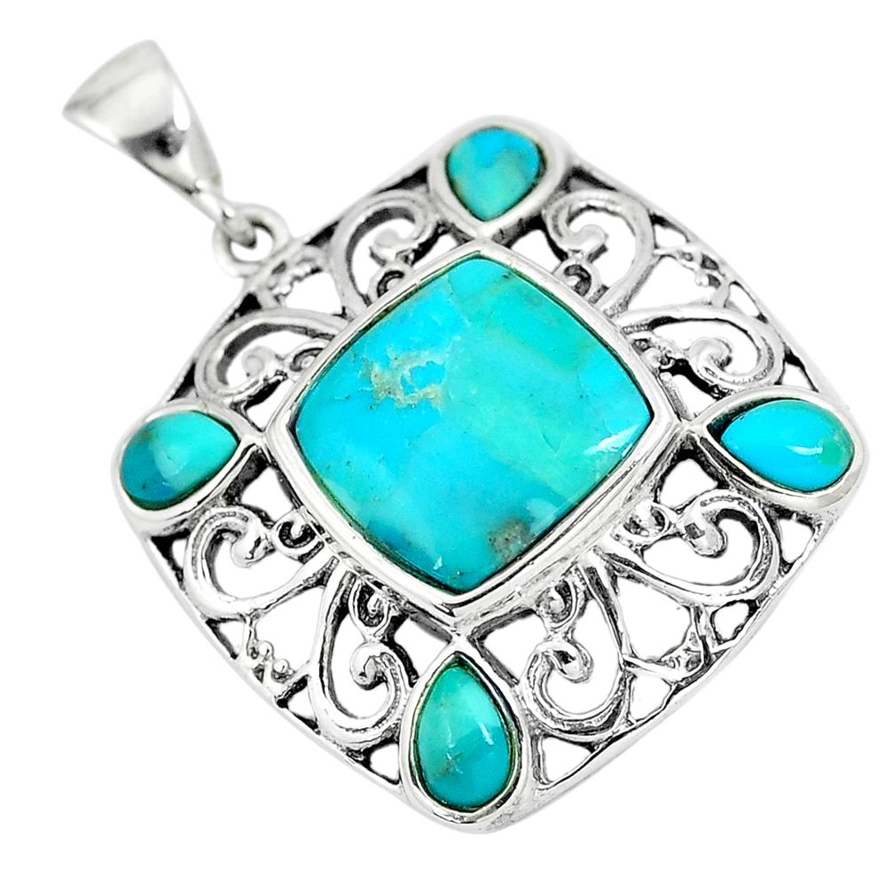 6.85cts blue arizona mohave turquoise 925 sterling silver pendant jewelry a89598