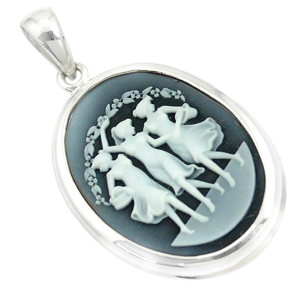 15.55cts three muses dancing cameo 925 silver pendant jewelry a91001
