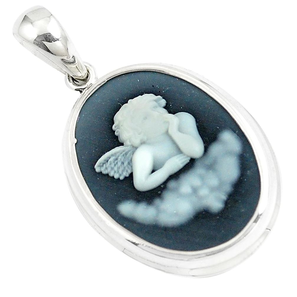 10.22cts white baby wing cameo 925 sterling silver pendant jewelry a91026