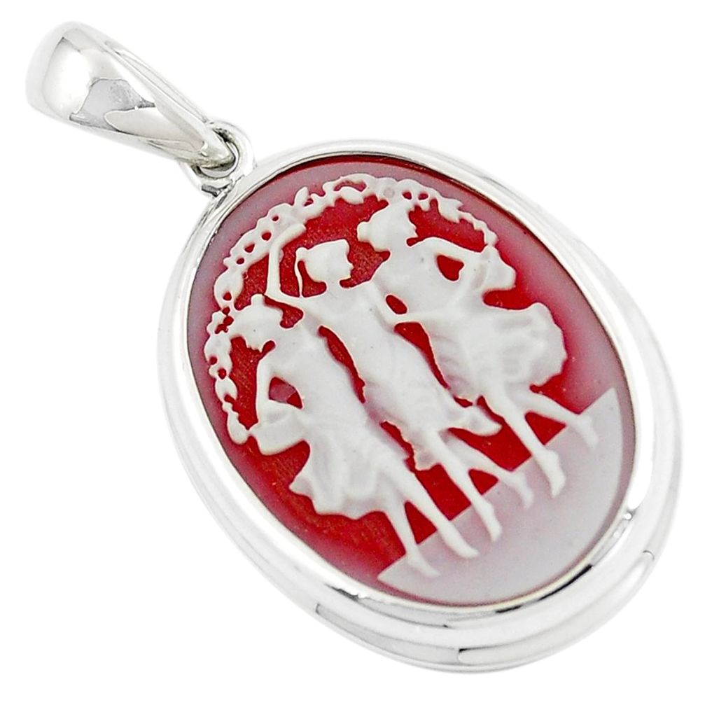 9.67cts three muses dancing cameo 925 sterling silver pendant jewelry a91029