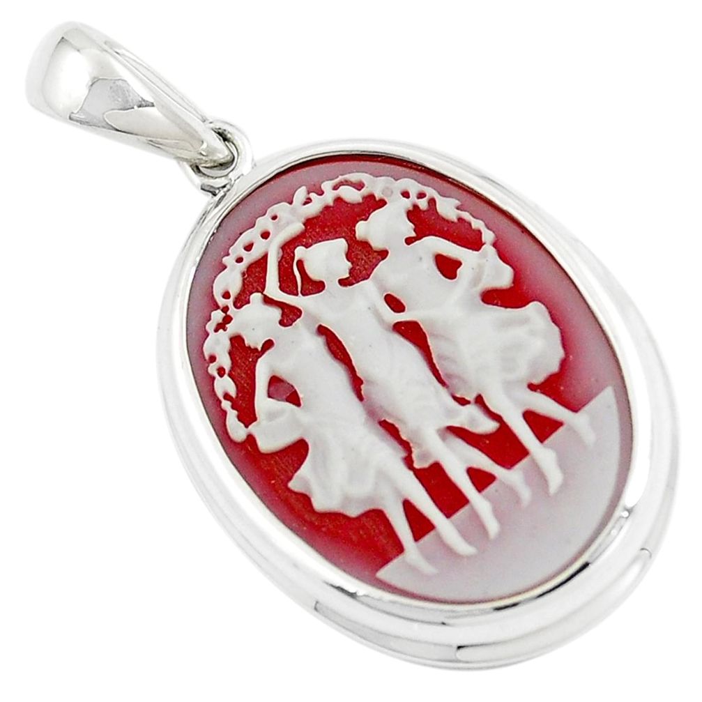 26.68cts three muses dancing cameo 925 sterling silver pendant jewelry a91060