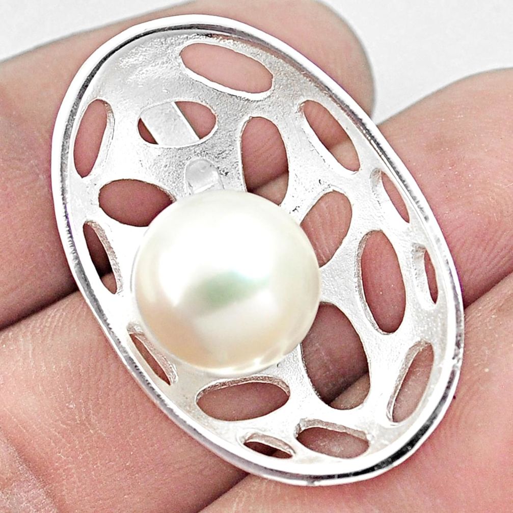 925 sterling silver 6.57cts natural white pearl round pendant jewelry a91324