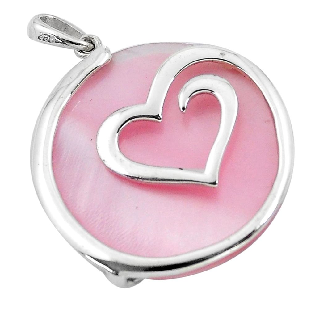925 sterling silver 14.72cts pink pearl heart pendant jewelry a91877
