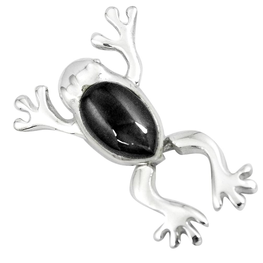 4.48gms black onyx enamel 925 sterling silver frog pendant jewelry a91886