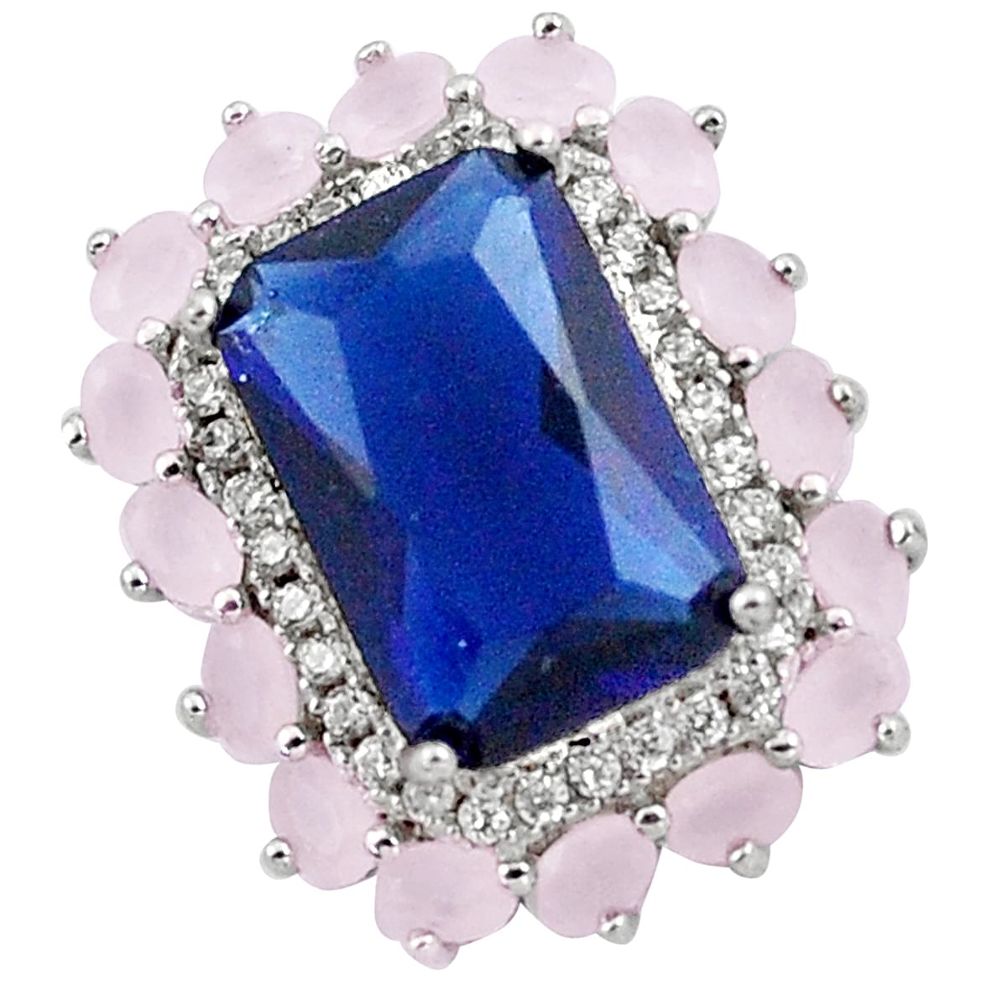 925 sterling silver 6.26cts blue sapphire quartz chalcedony pendant a92139