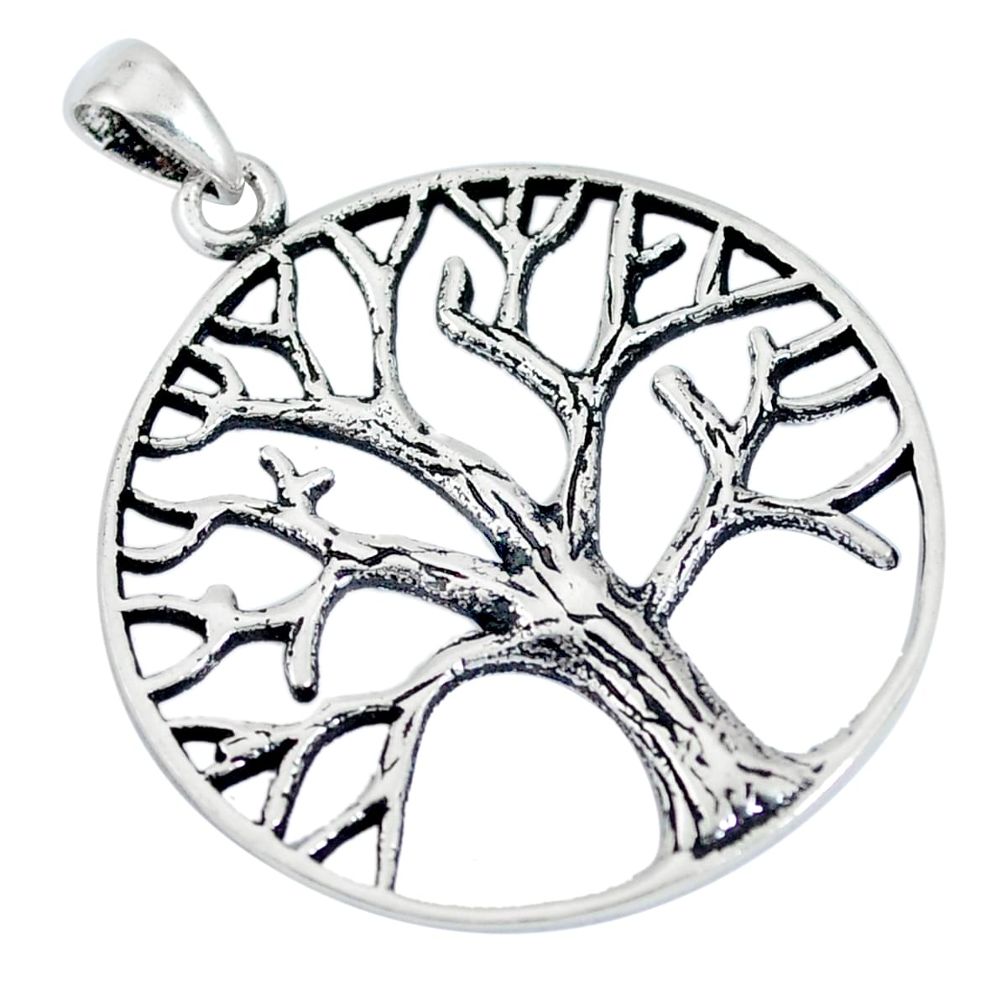 3.03gms indonesian bali style solid 925 silver tree of life pendant a92412