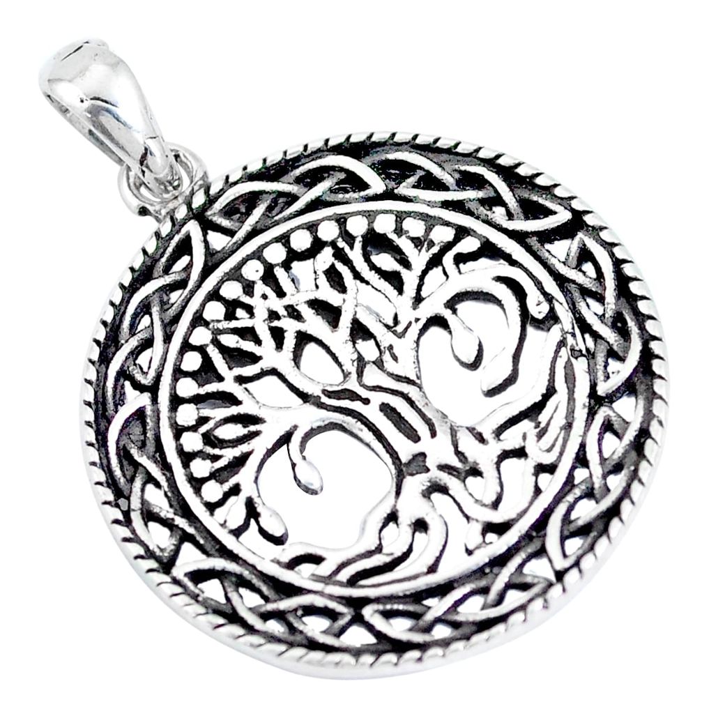 5.28gms indonesian bali style solid 925 silver tree of life pendant a92417