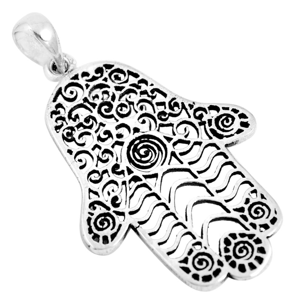 4.47gms indonesian bali style solid 925 silver hand of god hamsa pendant a92420