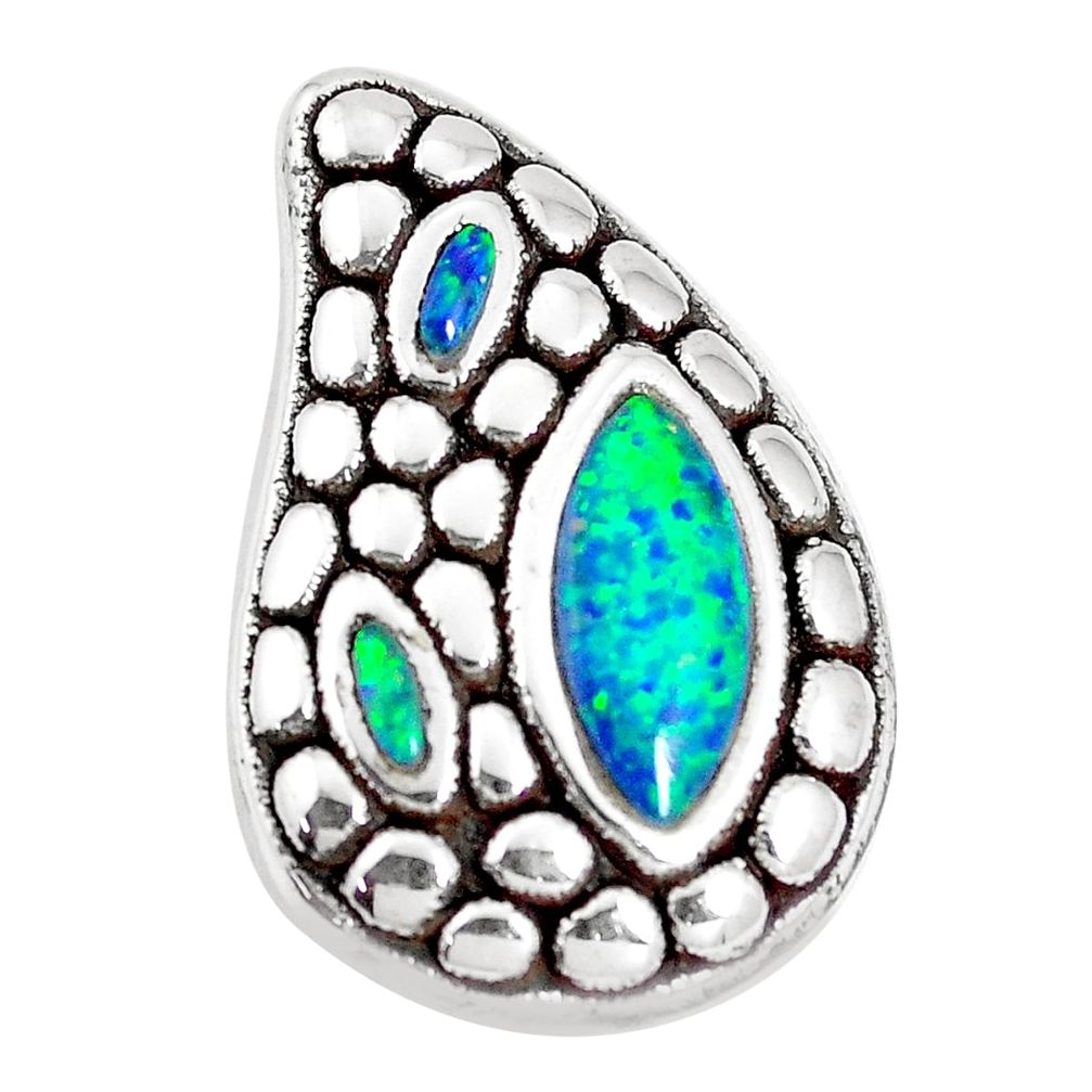 925 sterling silver 2.72cts green australian opal (lab) pendant jewelry a92740