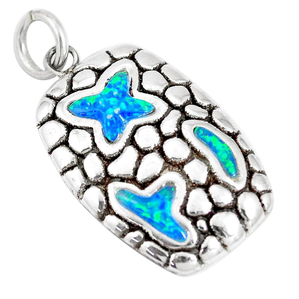 3.13cts green australian opal (lab) 925 sterling silver pendant jewelry a92777