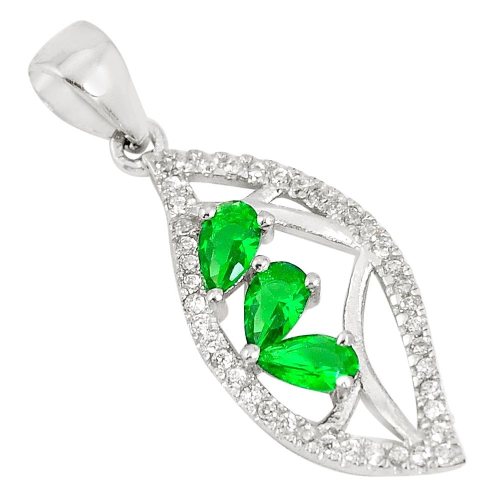 1.62cts green emerald (lab) topaz 925 sterling silver pendant jewelry a93023