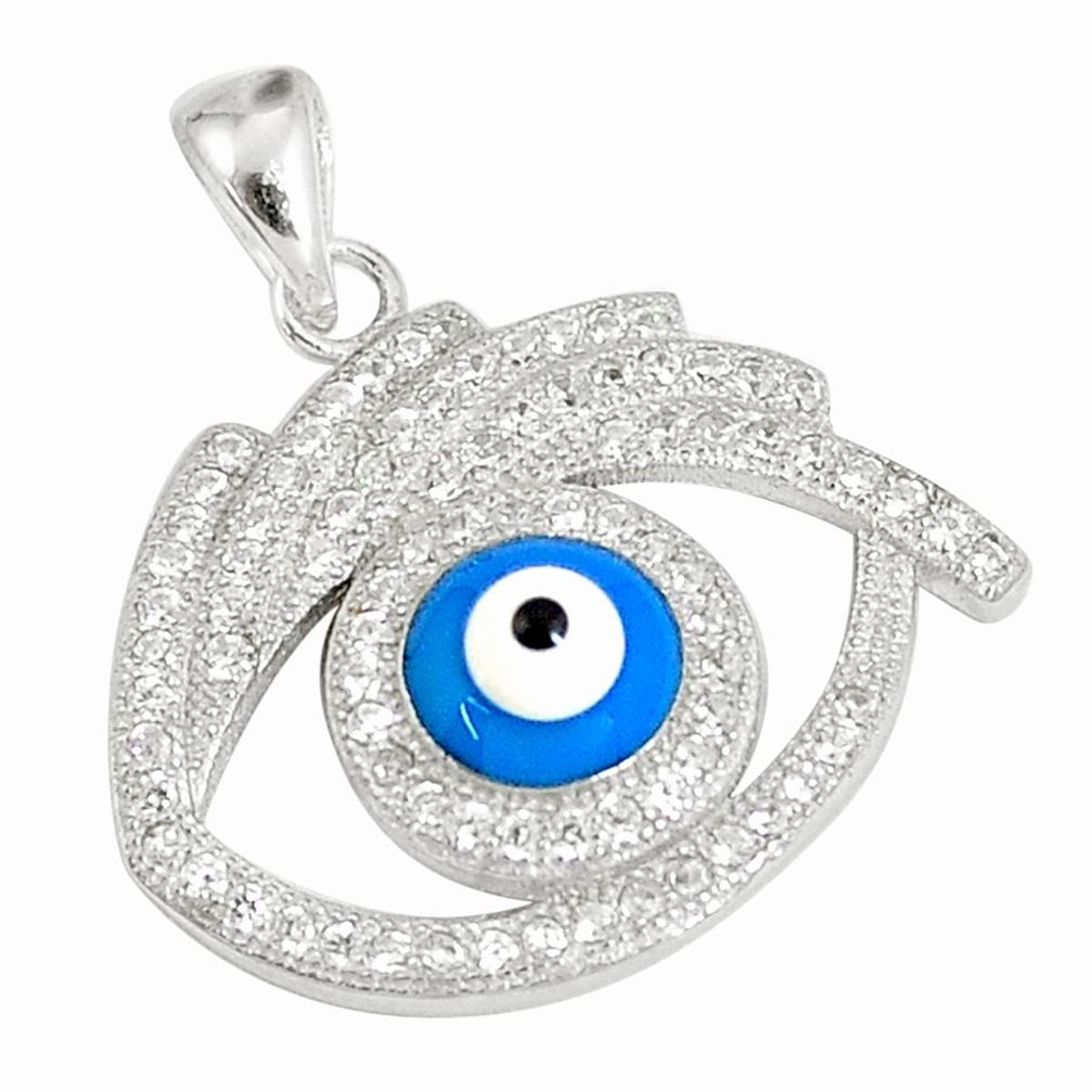 4.06cts blue evil eye talismans topaz 925 sterling silver pendant jewelry a93085